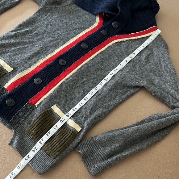 WENDI REED Cashmere Turtleneck Cardigan Striped Colored Placket - Size 1 (Small) - Picture 9 of 10